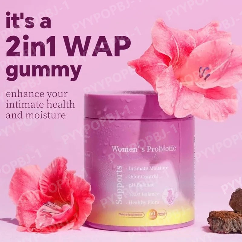 Probiotic Gummies Pineapple Flavor with Prebiotics for Daily Gut Health Support Maintain PH Balance 60Pcs per Bottle